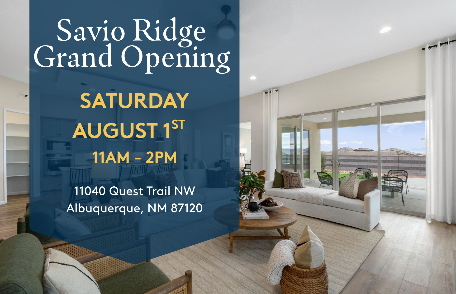 Grand Opening Event Banner Saturday August 1 from 11 to 2