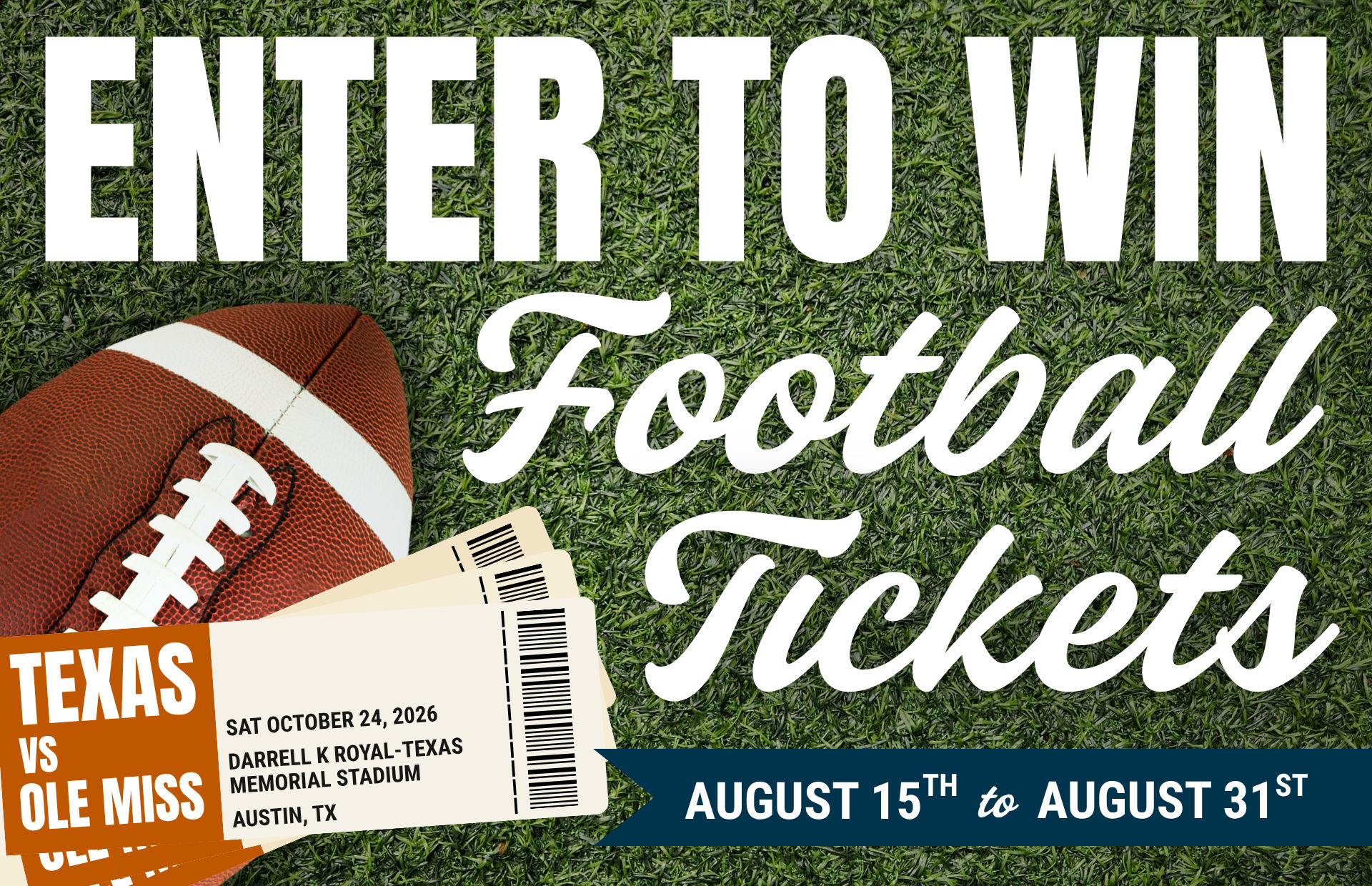 Enter to Win Texas vs. Ole Miss Football Tickets!
